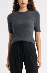 Nordstrom Cashmere Short Sleeve Crewneck Sweater