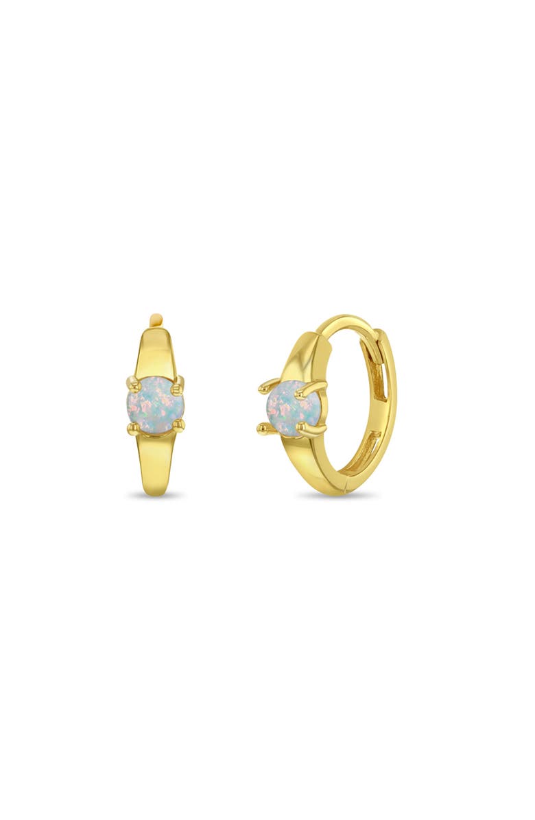 In Season Jewelry 14k Gold Single Opal Hoops, Main, color, Opal