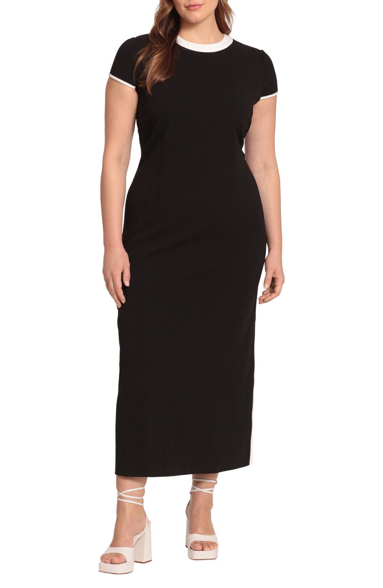 Donna Morgan Contrast Detail Fitted Maxi Dress, Main, color,