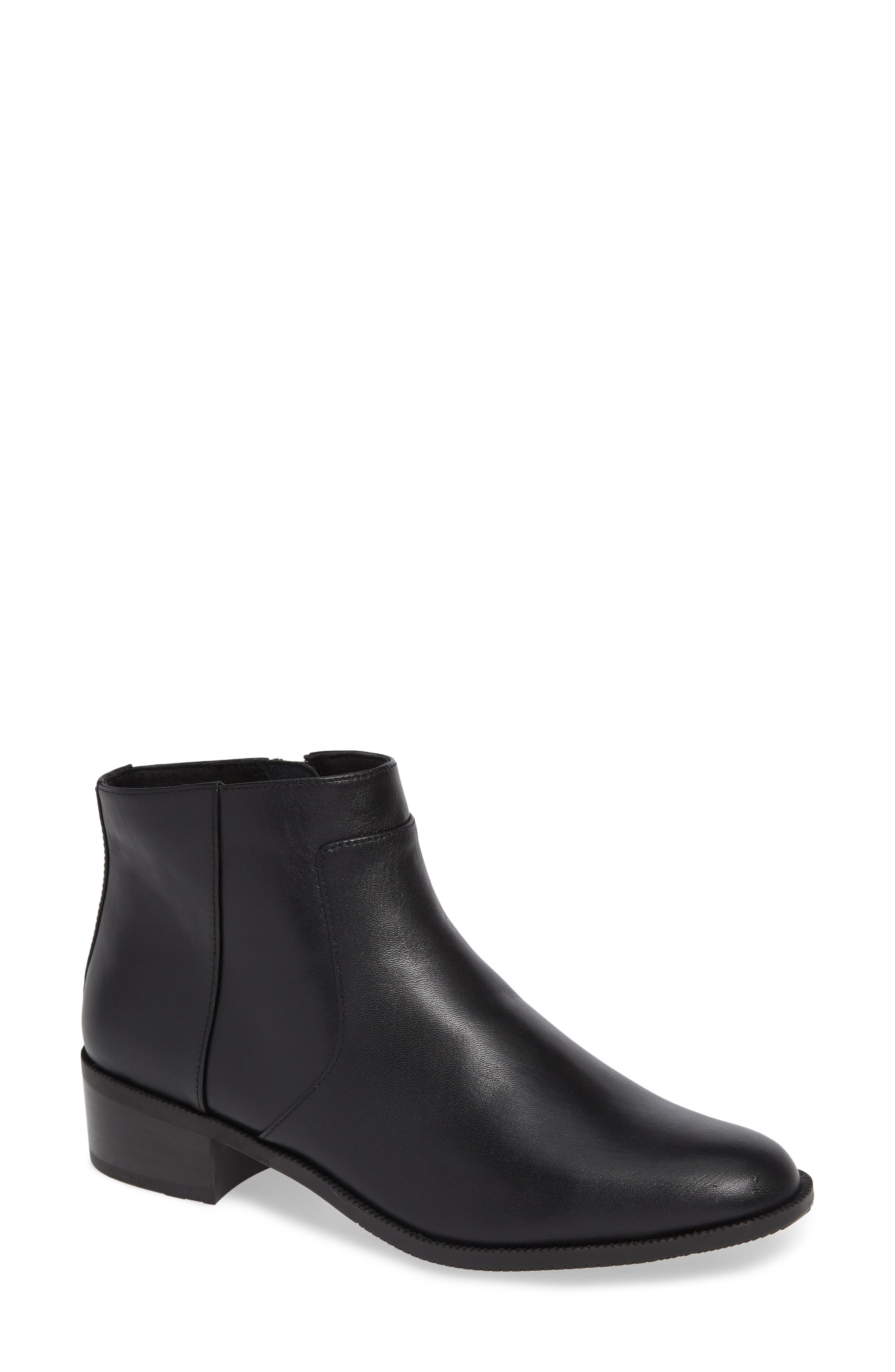 Benette Water Resistant Bootie, Main, color, BLACK LEATHER