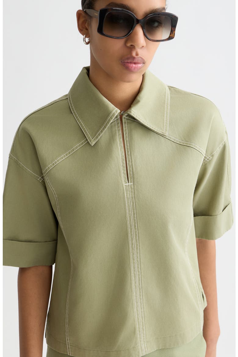 Short Sleeve Cotton Blend Utility Shirt, Alternate, color, OIL GREEN