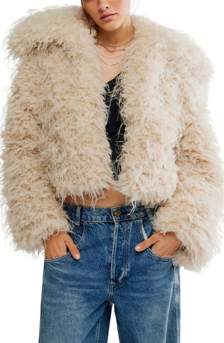 Free People Moonlight Faux Fur Jacket, Main, color, Tea
