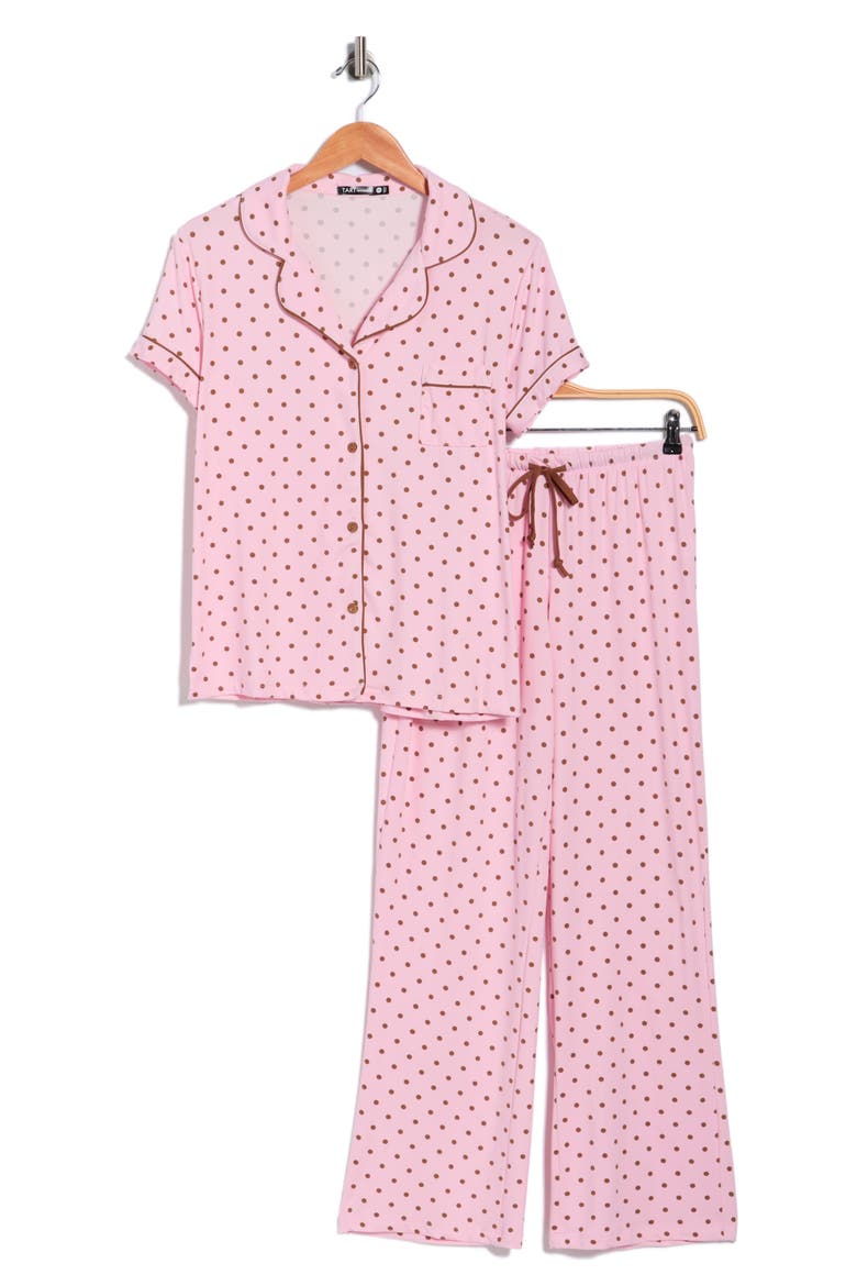 Ginnie Long Pajamas, Alternate, color, BROWN DOT ON PINK