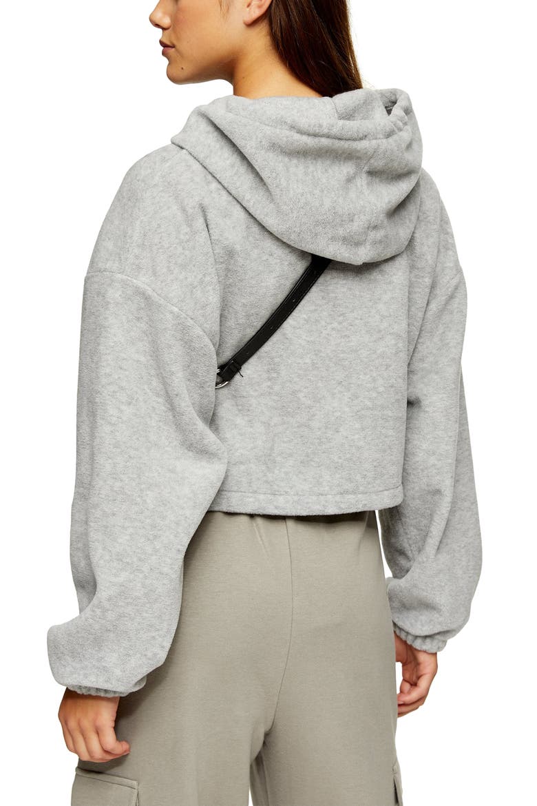 Crop Fleece Hoodie, Alternate, color, GREY
