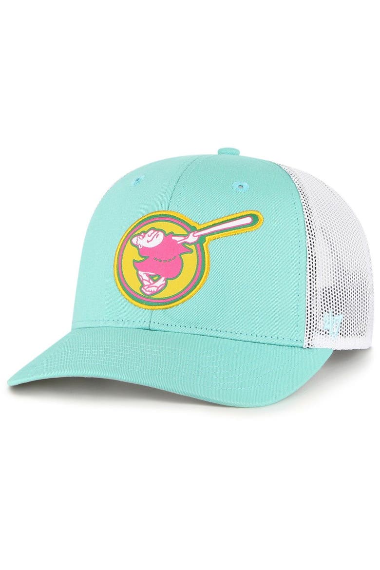 Men's '47 Mint San Diego Padres 2022 City Connect Trucker Snapback Hat, Main, color, Aqua