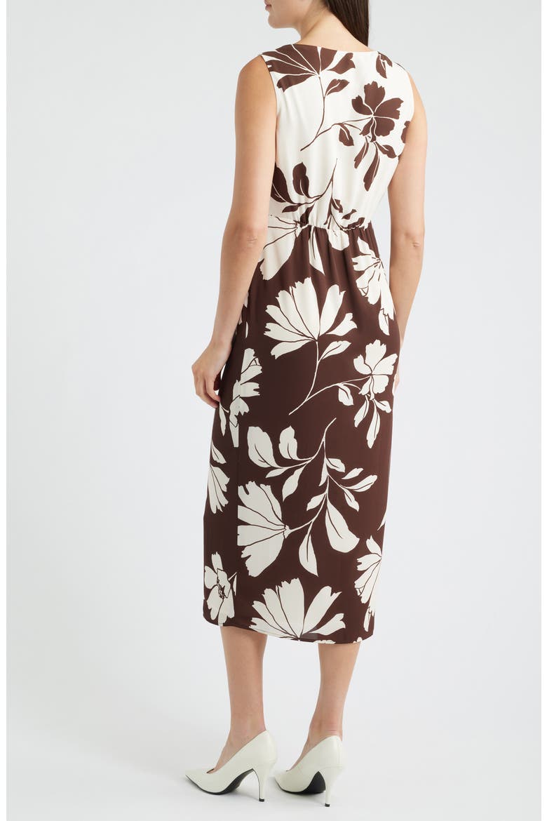 Floral Faux Wrap Maxi Dress, Alternate, color, DARK CHOCOLATE/ WHITE DOVE