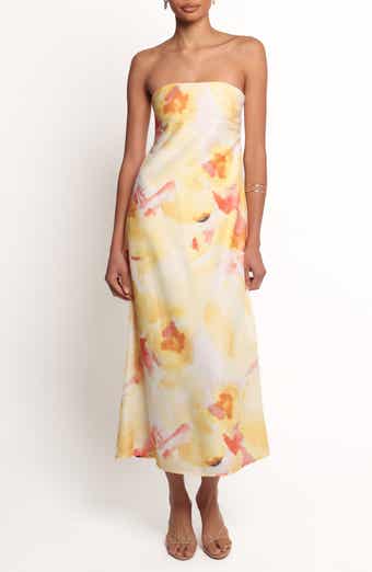 Petal & Pup Hydra Strapless Satin Midi Dress