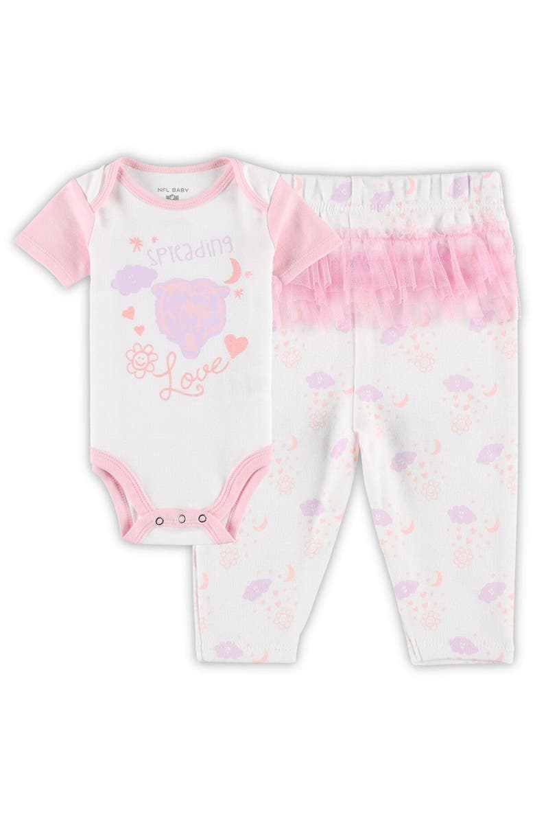 Outerstuff Girls Newborn & Infant White Chicago Bears Spreading Love Bodysuit and Tutu Leggings Set, Main, color, 