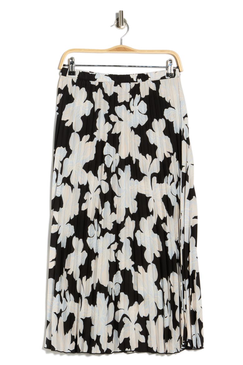 Chiffon Pleated Midi Skirt, Alternate, color, BLACK- BLUE H CHLOE ABSTRACT