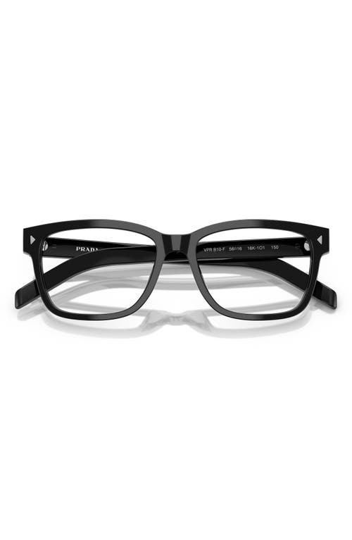 Prada 56mm Rectangular Optical Glasses In Black