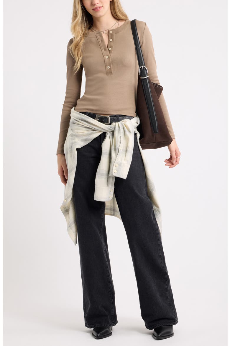 Heavy Rib Long Sleeve Henley, Alternate, color, TAN FOSSIL