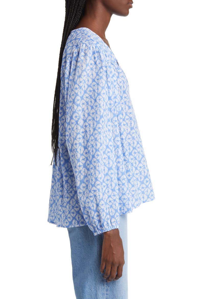 Emryn Abstract Print Cotton Peasant Top, Alternate, color, RIO SHELL