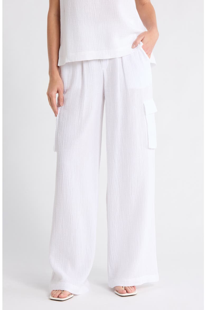 Cotton Gauze Cargo Pants, Main, color, WHITE