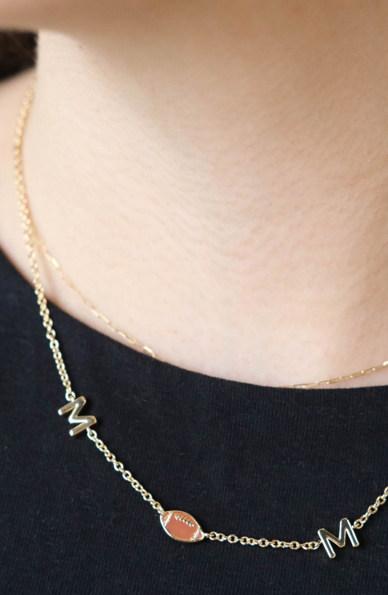 Nickel & Suede Football Mom Necklace, Alternate, color, Football