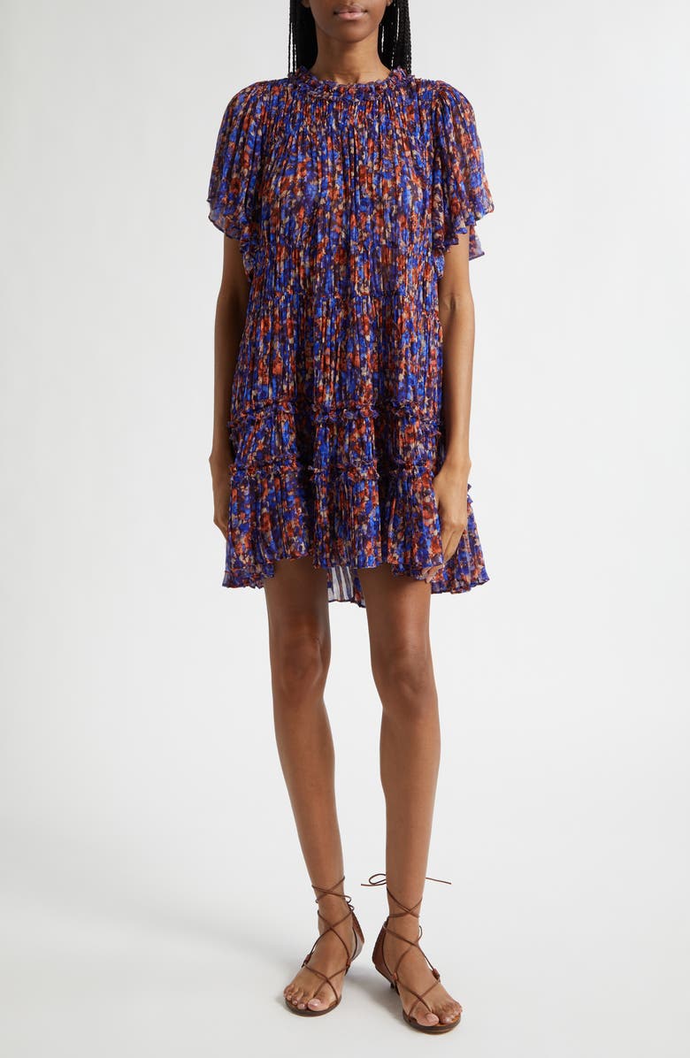 Ulla Johnson Ryla Floral Silk Shift Dress, Main, color, Violet
