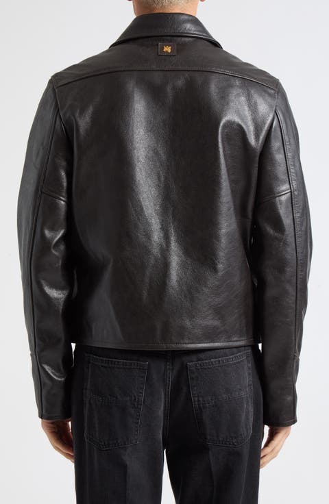 Floral Leather Blouson Jacket