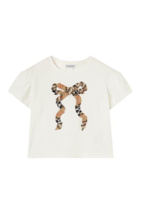 Check Bow Cotton T-shirt