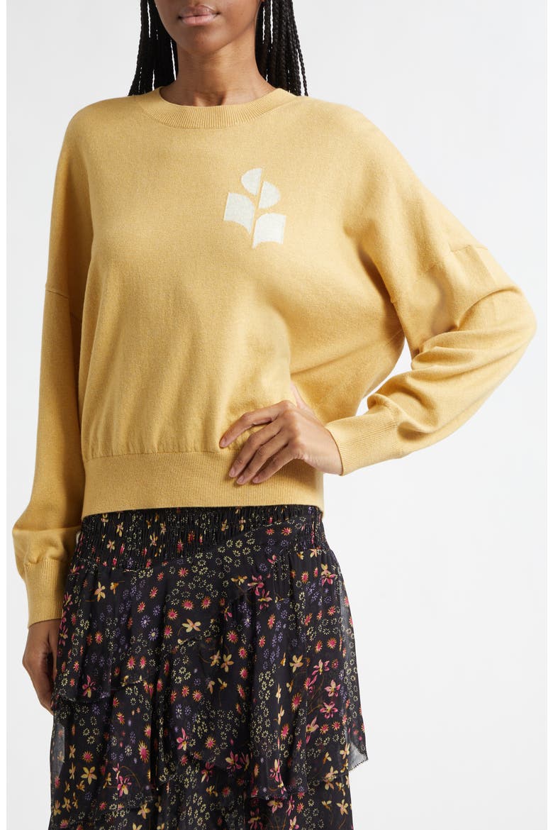 Marisans Logo Cotton & Wool Sweater, Alternate, color, MUSTARD
