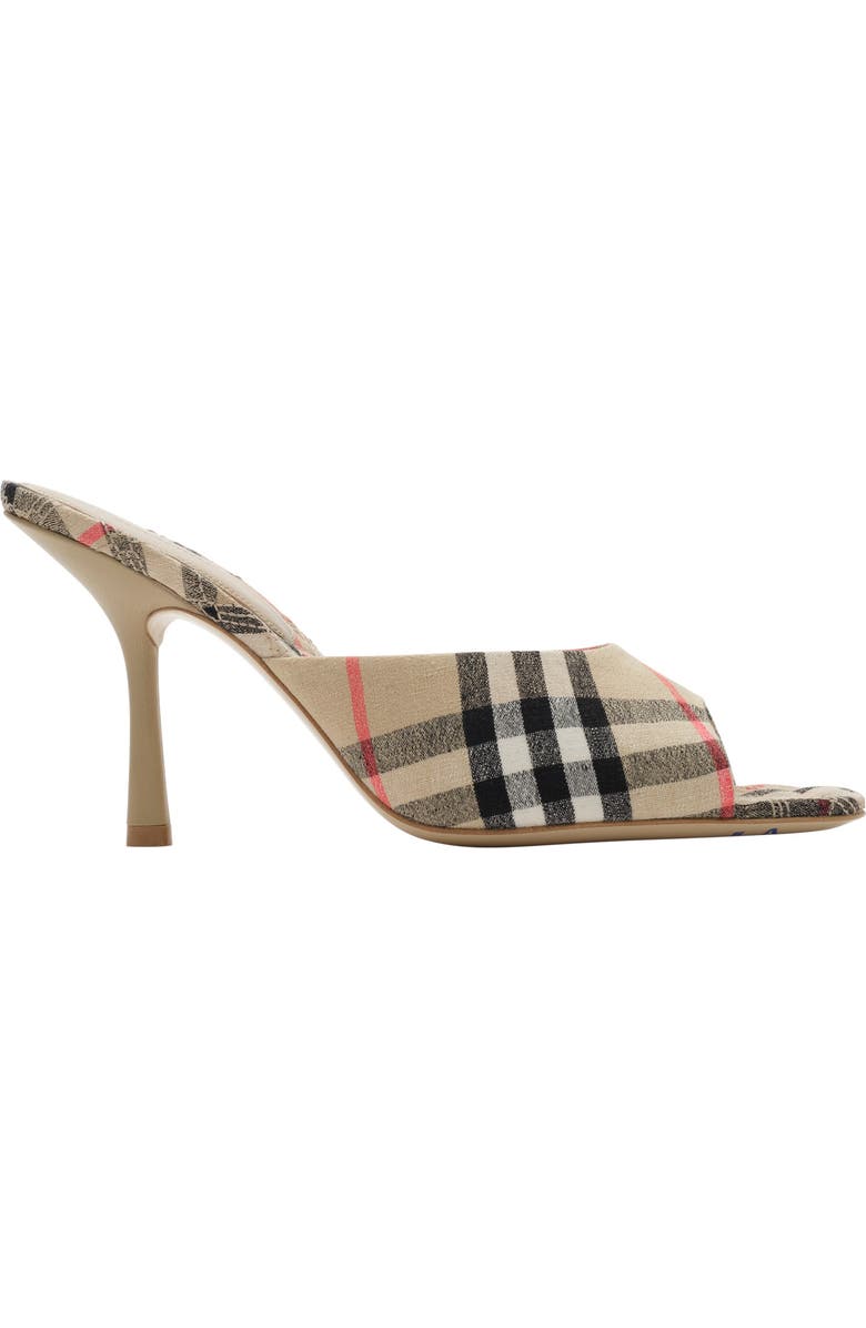 Burberry Check Mews High Sandals, Main, color, Sand Beige
