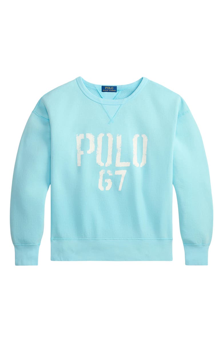 Polo Ralph Lauren Vintage Fit Fleece Crewneck Sweatshirt, Alternate, color, Soft Aqua