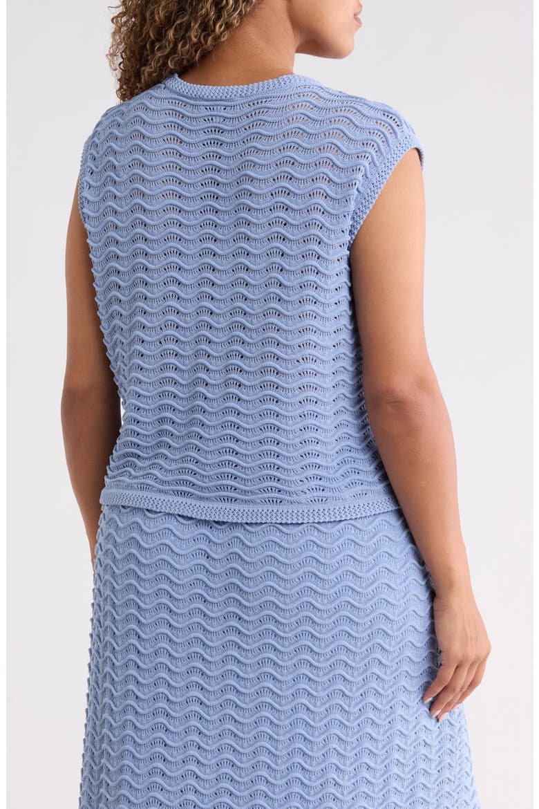Wave Pointelle Knit Sweater, Alternate, color, BLUE HERON