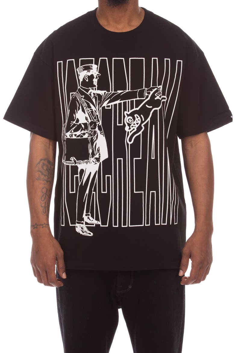 Catcha Tiger Cotton Graphic T-Shirt, Main, color, BLACK