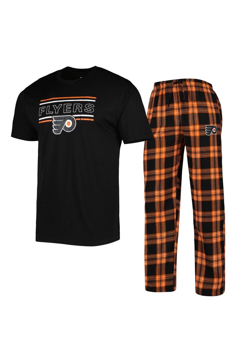 CONCEPTS SPORT Men's Concepts Sport Black/Orange Philadelphia Flyers Badge T-Shirt & Pants Sleep Set, Alternate, color, 