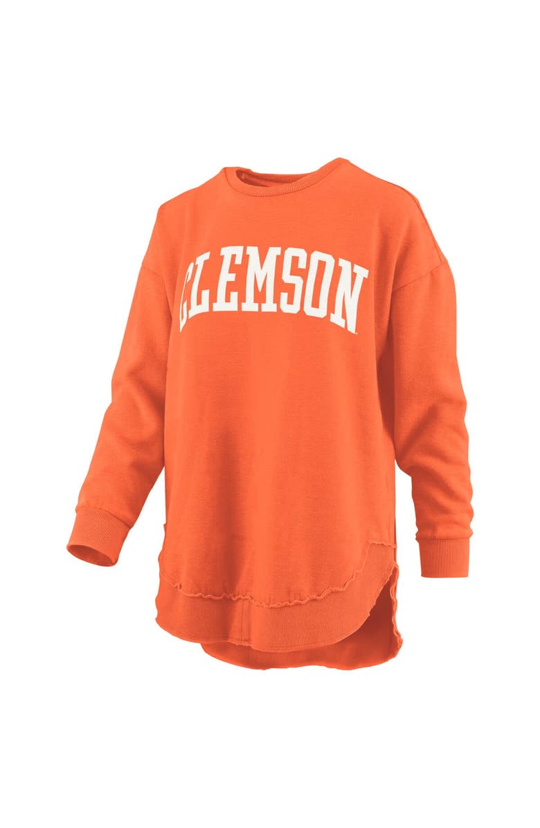 PRESSBOX Women's Pressbox Orange Clemson Tigers Melange Poncho Vintage Fleece Long Sleeve Pullover Sweatshirt, Alternate, color, Orange