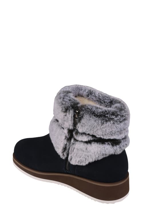Mykos Suede Faux Fur Cuff Boot In Blue