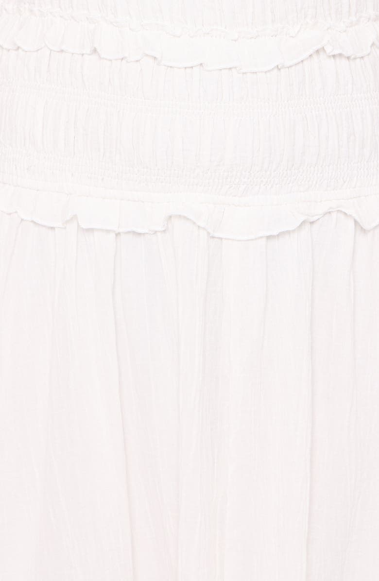 Petal & Pup Enola Shirred Ruffle Trim Midi Dress, Alternate, color, White