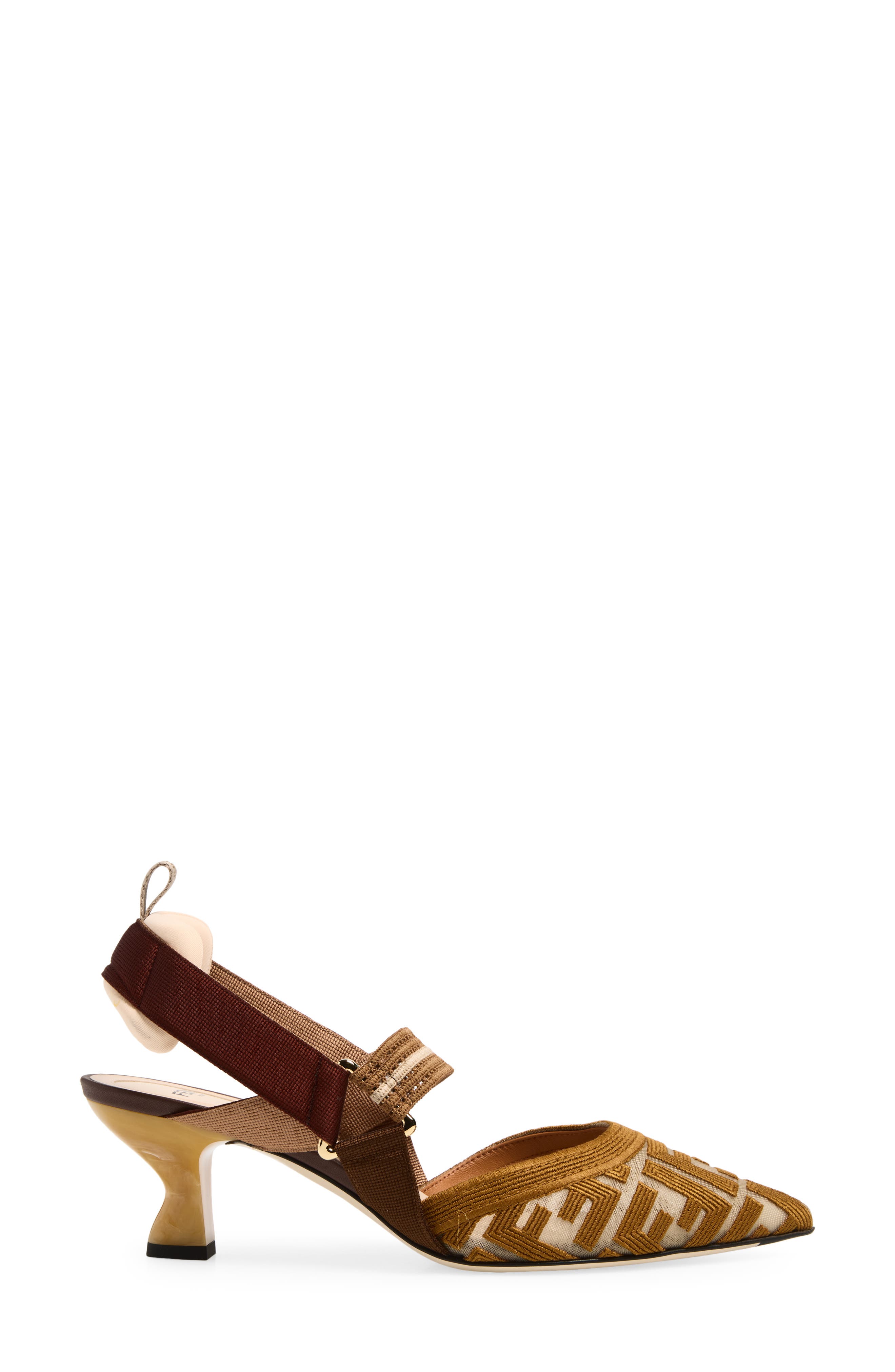Fendi Colibri Mesh Slingback Pointed Toe Pump, Alternate, color, F1v8t Nudo Rhum