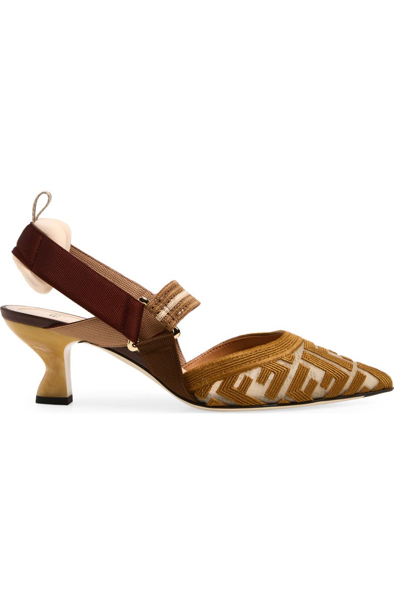 Fendi Colibri Mesh Slingback Pointed Toe Pump, Alternate, color, F1v8t Nudo Rhum
