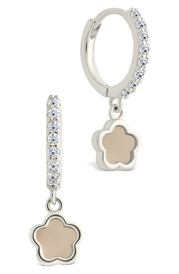 Sterling Forever Faelina Cubic Zirconia & Star Drop Hoop Earrings In Silver