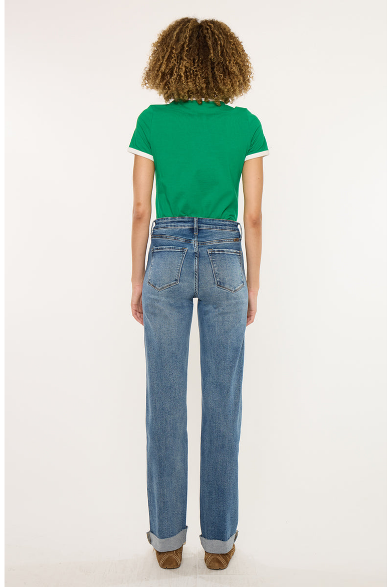 Trinity Essentials High Rise True Straight Jeans, Alternate, color, Dark Wash
