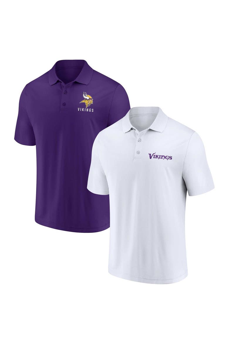 Men's Fanatics Branded White/Purple Minnesota Vikings Lockup Two-Pack Polo Set, Main, color, White