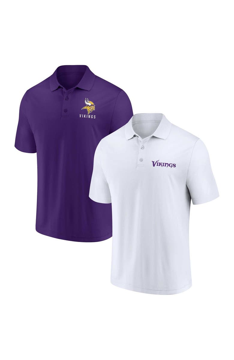 FANATICS Men's Fanatics Branded White/Purple Minnesota Vikings Lockup Two-Pack Polo Set, Main, color, White
