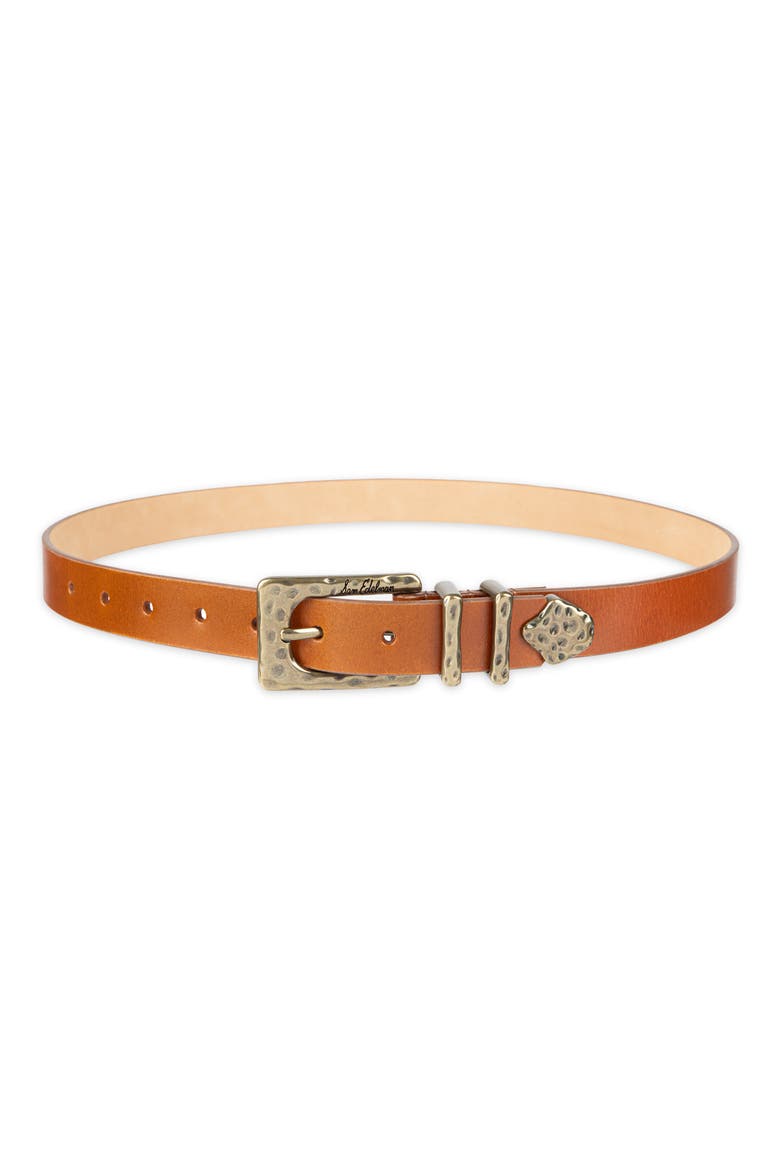 Hammered Leather Belt, Main, color, LIGHT BROWN