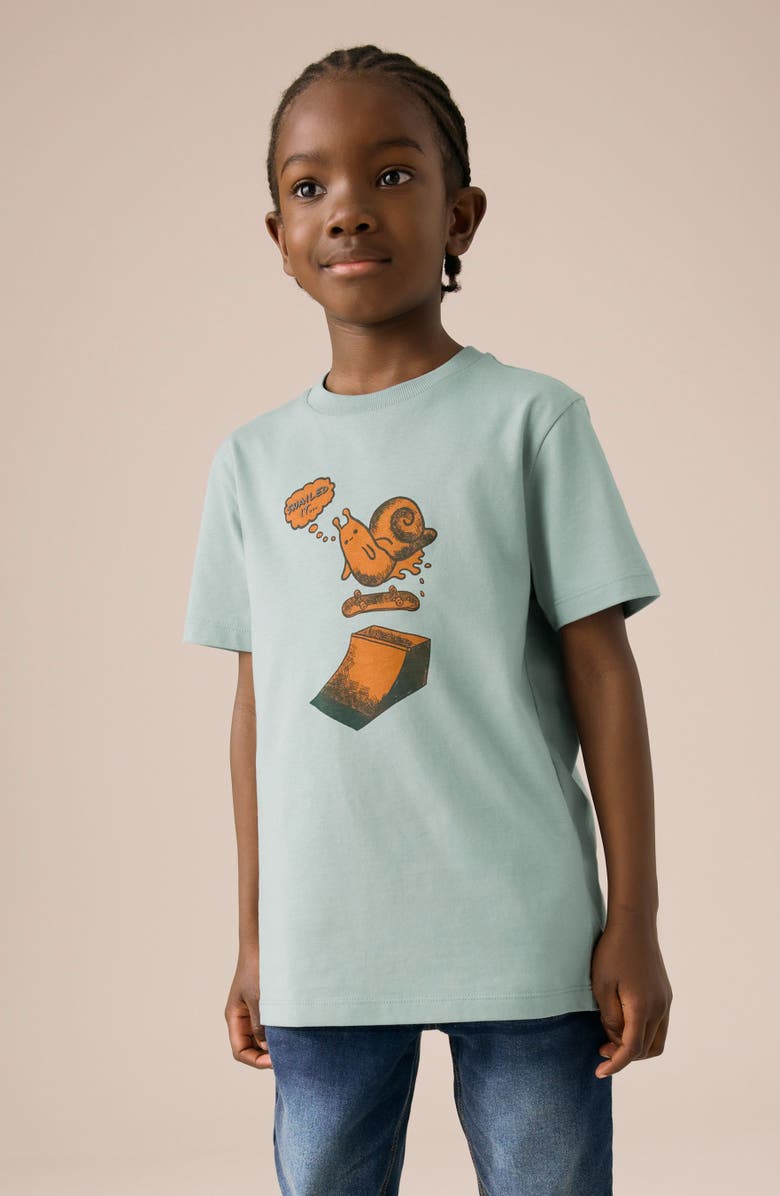 NEXT Kids' Snail Skater Cotton Graphic T-Shirt, Alternate, color, Blue