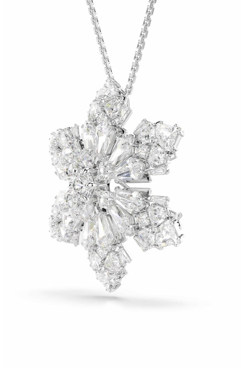 Idyllia Snowflake Pendant Necklace & Brooch, Alternate, color, WHITE RHODIUM PLATED