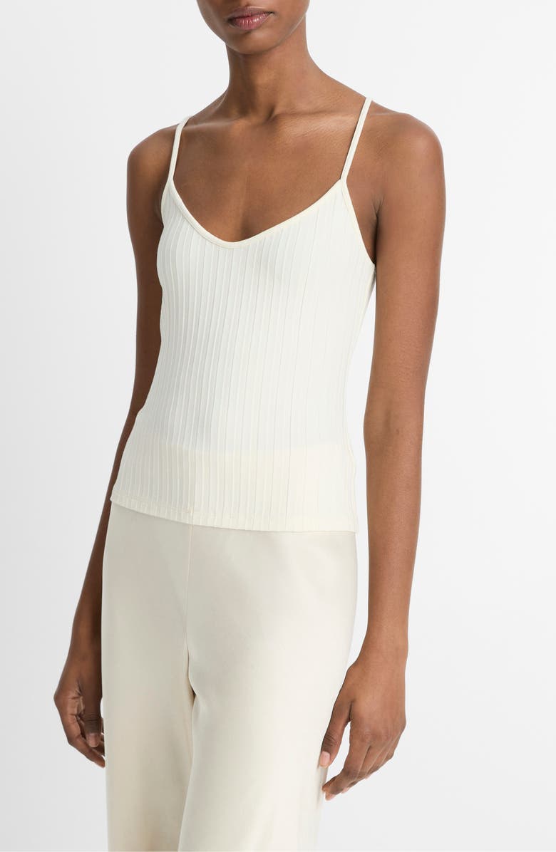 Vince V-Neck Rib Camisole, Alternate, color, Vanille