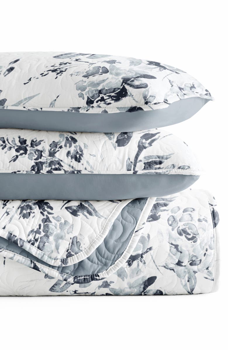 HOMESPUN Pattern Reversible Quilt & Sham Set, Alternate, color, Light Blue