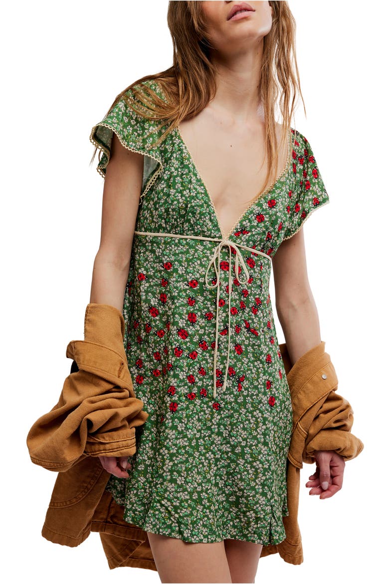 Backroads Floral Flutter Sleeve Mini Sundress, Alternate, color, FOREST COMBO
