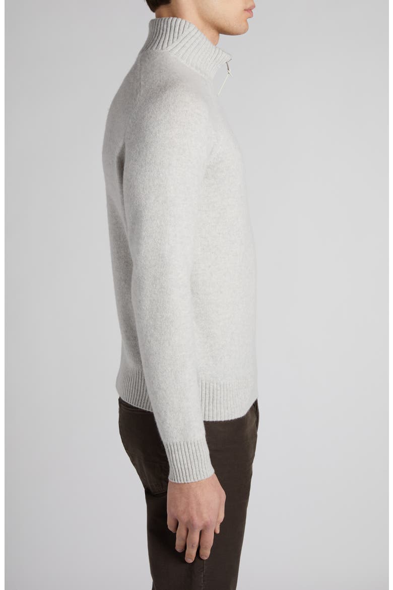 Lambswool & Cashmere Half Zip Sweater, Alternate, color, PALE GREY