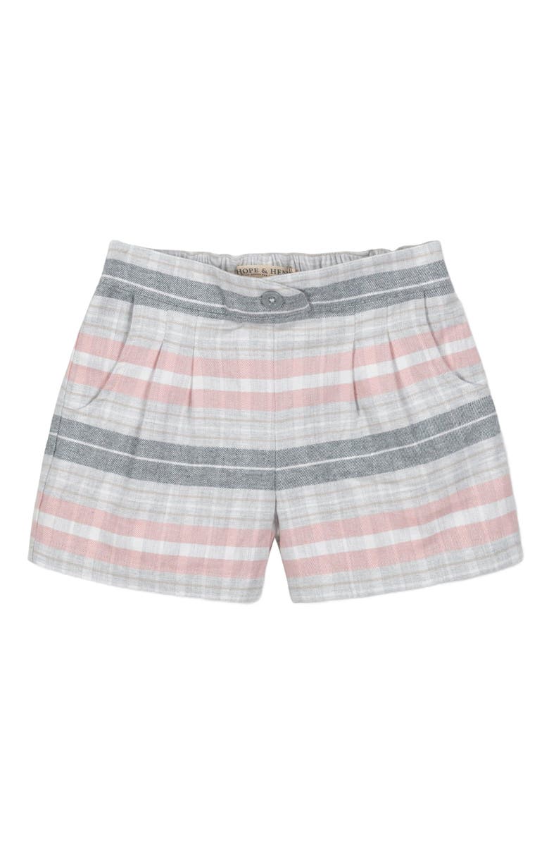 Hope & Henry Baby Girls' Organic Pleated Flannel Short, Infant, Main, color, Gray And Rose Plaid