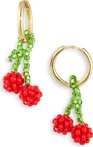 PURA UTZ Beaded Charm Drop Hoop Earrings