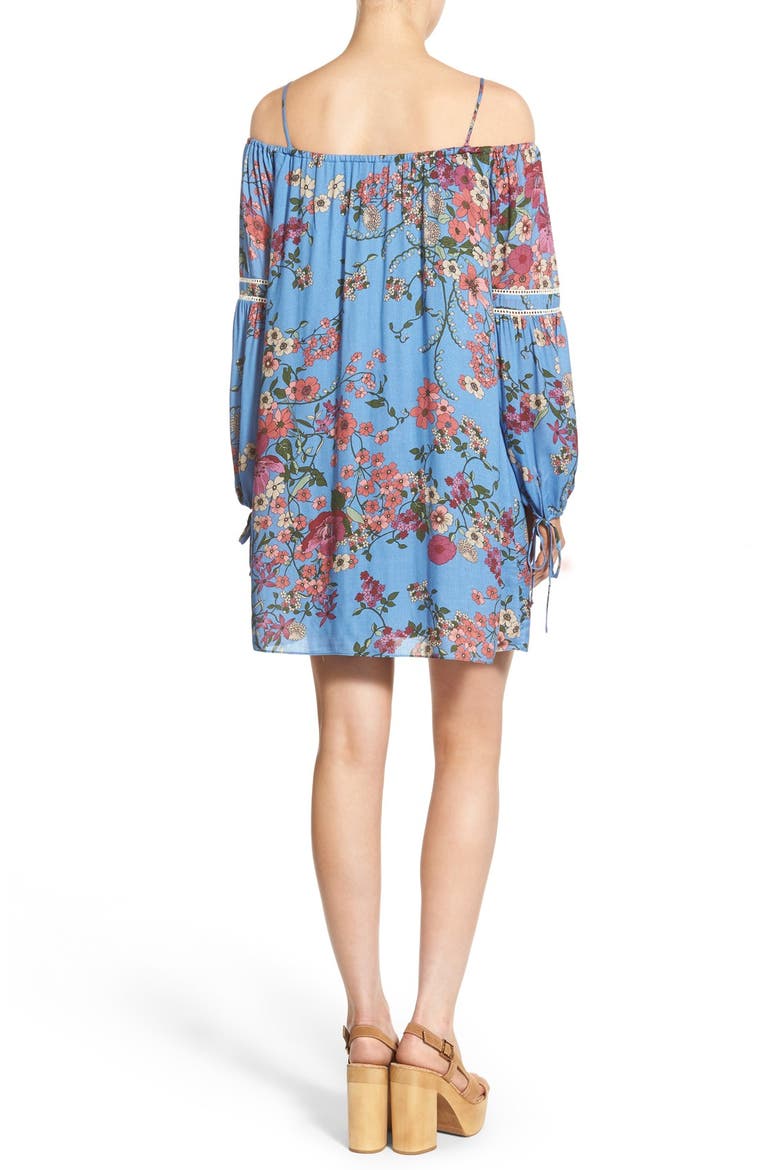 Cold Shoulder Shift Dress, Alternate, color, BLUE BOTANICAL
