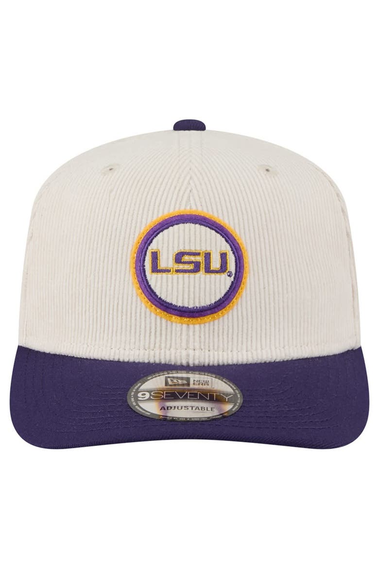 Men's New Era Cream/Purple LSU Tigers Loyal Corduroy 9SEVENTY Adjustable Hat, Alternate, color, Cream
