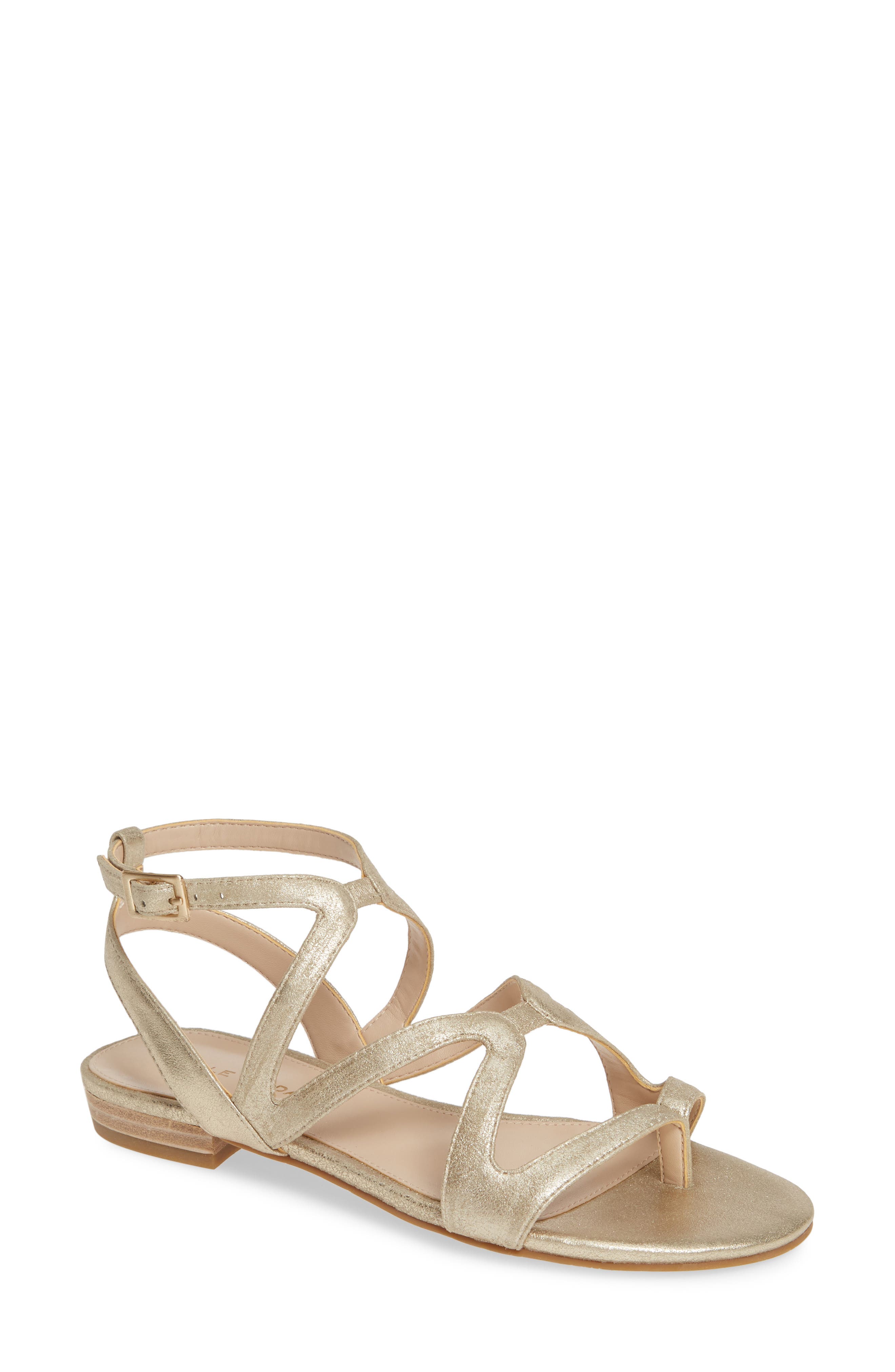 Baron Strappy Sandal, Main, color, PLATINUM GOLD SUEDE