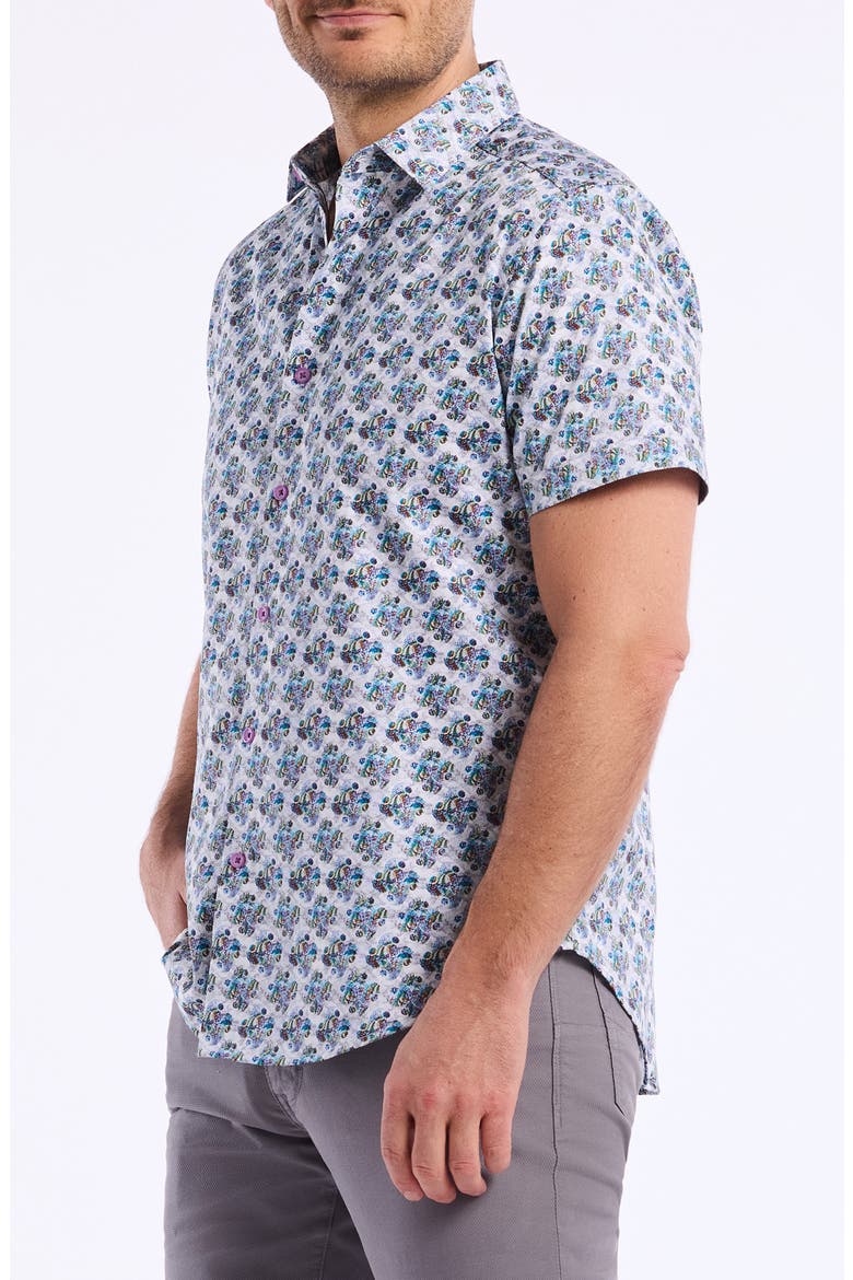 Lowndes Short Sleeve Cotton Dress Shirt, Alternate, color, BLUE