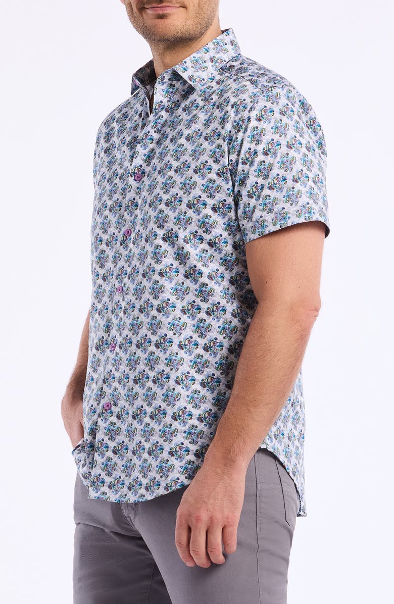 Robert Graham Lowndes Short Sleeve Cotton Dress Shirt, Alternate, color, Blue